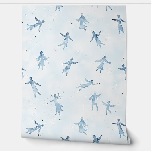 Floating Blue Watercolor Figures Behang (Afrollen)