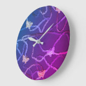 Floating Butterflies Clock (Purple) Grote Klok (Hoek)