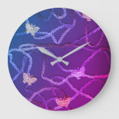 Floating Butterflies Clock (Purple) Grote Klok (Voorkant)