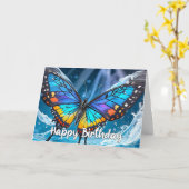 Floating Butterfly Illustratie Gelukkige Verjaarda Kaart (Gele Bloem)