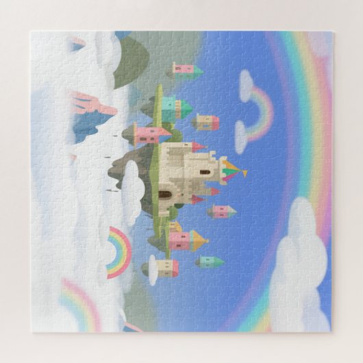 Floating Castle Rainbow Clouds Fantasy Puzzle  Legpuzzel (Horizontaal)