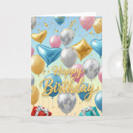 Floating Celebration Balloons –Happy Birthday Card Kaart