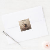 Floating Coffee Cup With Coffee Beans Vierkante Sticker (Envelop)