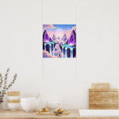 Floating Crystal Kingdom above the Clouds Poster (Keuken)