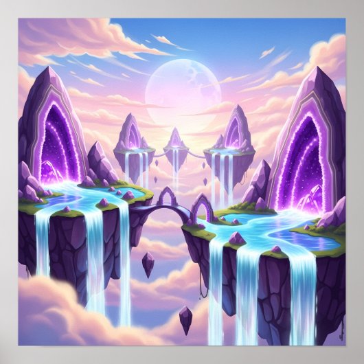 Floating Crystal Kingdom above the Clouds Poster (Voorkant)
