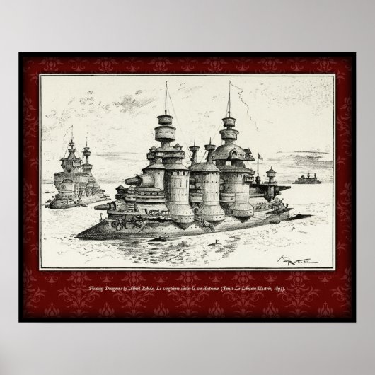 Floating Dungeons Poster - Albert Robida, 1893 (Voorkant)