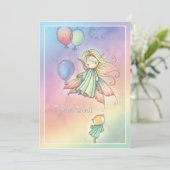 Floating Fairy en Cat Matching Dank u kaarten (Staand voorkant)
