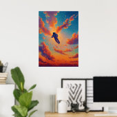 Floating Figure Pointillism Dream Sky Poster (Thuiskantoor)