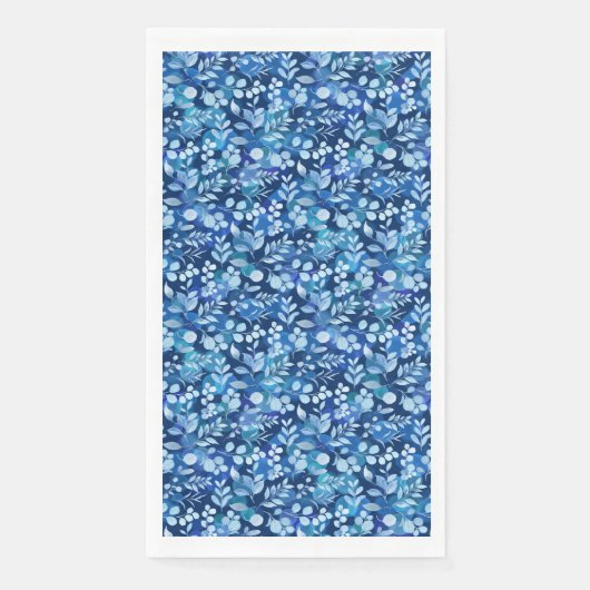 Floating Floral Pattern 01.Blue DBlue BG Servet (Voorkant)