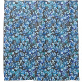 Floating Floral Pattern 01.Blue DGrey BG Douchegordijn (Voorkant)