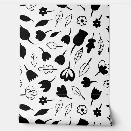 Floating Flowers Monochrome Patroon Behang
