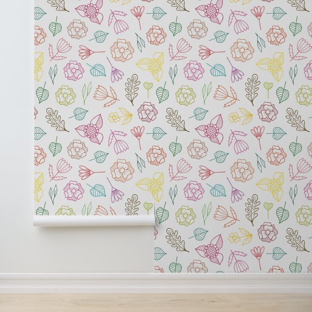 Floating Flowers Pattern Behang (Applicatie)