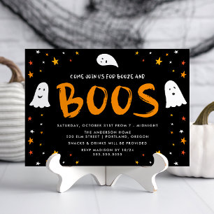 Floating Ghosts Boos en Booze Halloween Party Kaart