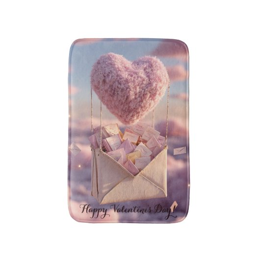 Floating Heart of Love Letters Design Postcard Badmat (Voorkant Verticaal)