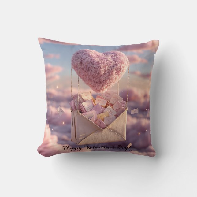 Floating Heart of Love Letters Design Postcard Kussen (Voorkant)