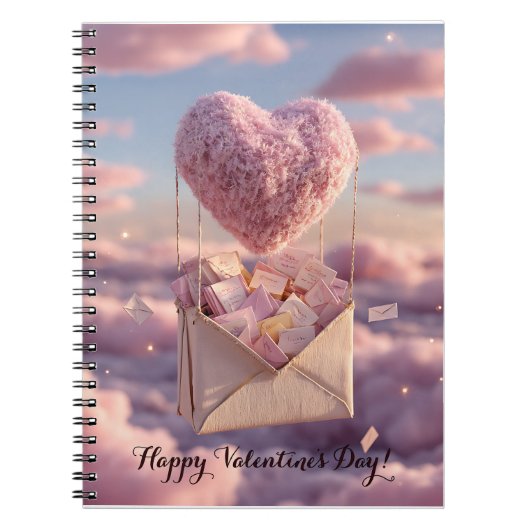 Floating Heart of Love Letters Design Postcard Notitieboek (Voorkant)