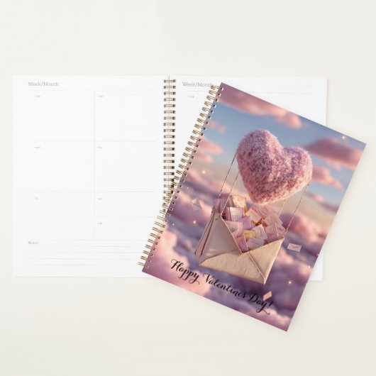 Floating Heart of Love Letters Design Postcard Planner (Display)