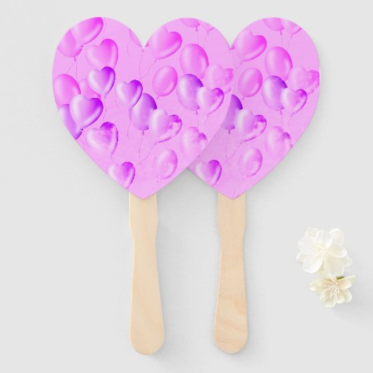 Floating Hearts & Dreams - Roze en Paarse Handwaaier (Voorkant en achterkant)