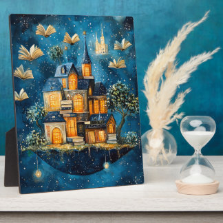 Floating House of Books Fantasy Tabletop Art Fotoplaat