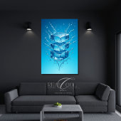 Floating Ice Cube Splash - Dynamische digitale kun Poster