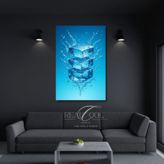 Floating Ice Cube Splash - Dynamische digitale kun Poster