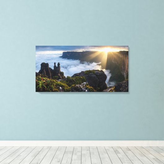 Floating Island Mount Roraima - Moody Prehistoric  Canvas Afdruk (Insitu (Houten vloer))