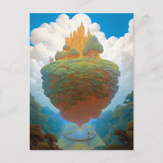 Floating Island Surreal Castle Fantasy Art Briefkaart (Voorkant)