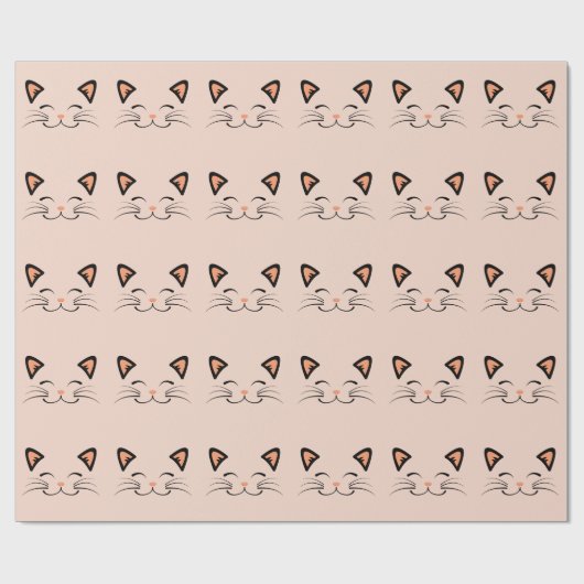 Floating Kitten Cat Face Pattern  Cadeaupapier (Vlak)