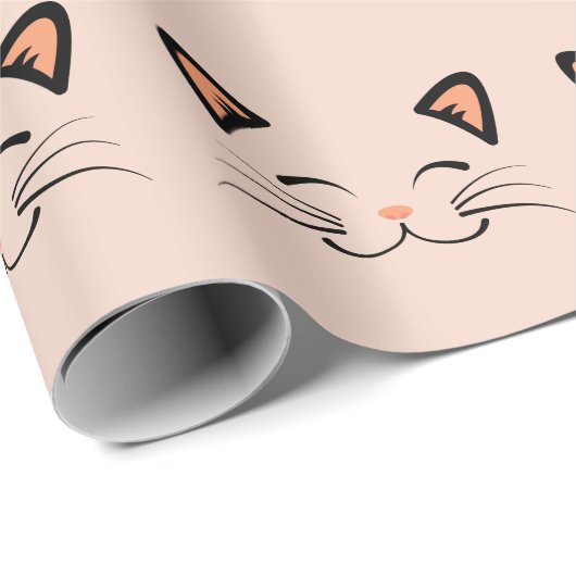 Floating Kitten Cat Face Pattern Cadeaupapier (Rol Hoek)