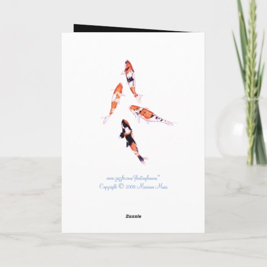 Floating Koi blue Birthday Card Kaart (Achterkant)