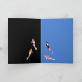 Floating Koi blue Birthday Card Kaart (Binnen)