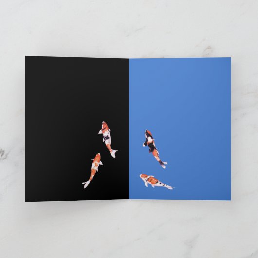 Floating Koi blue Birthday Card Kaart (Binnen)