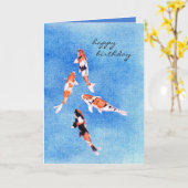 Floating Koi blue Birthday Card Kaart (Gele Bloem)