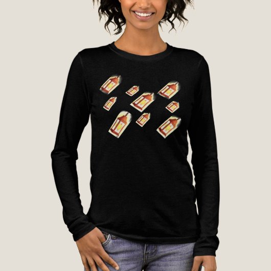 Floating Lantern Glow Pattern Cozy AestheticDesign Tri-Blend Shirt (Voorkant)