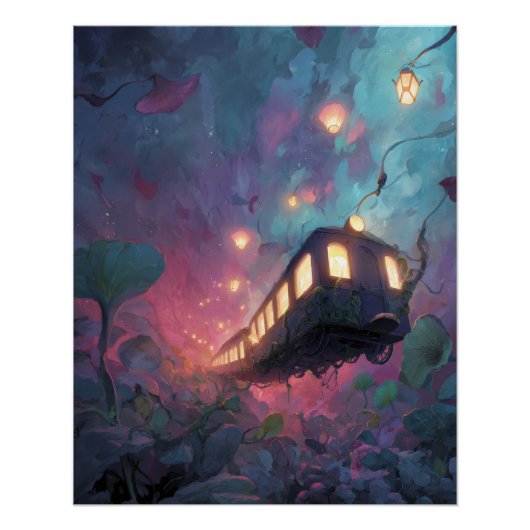 Floating Lantern Train Through Dream Forest Perfect Poster (Voorkant)