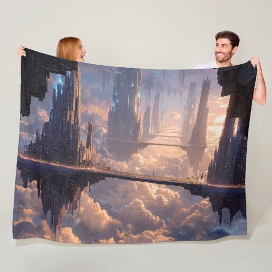Floating Metropolis in the Clouds Fleece Deken (In situ)