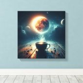 Floating Moon Over Coffee Fantasy Scene Canvas Afdruk (Insitu (Houten vloer))