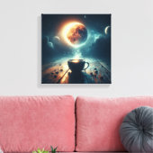 Floating Moon Over Coffee Fantasy Scene Canvas Afdruk (Insitu (Woonkamer))