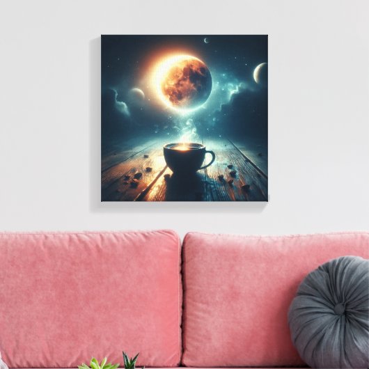 Floating Moon Over Coffee Fantasy Scene Canvas Afdruk (Insitu (Woonkamer))