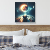 Floating Moon Over Coffee Fantasy Scene Canvas Afdruk (Insitu (Slaapkamer))