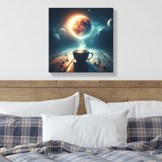 Floating Moon Over Coffee Fantasy Scene Canvas Afdruk (Insitu (Slaapkamer))