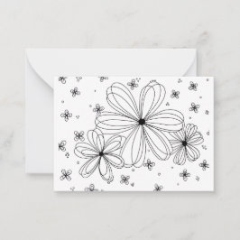 Floating Petals – Colorable Floral Note Card Notitiekaartje