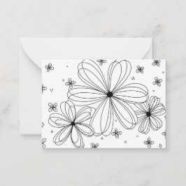 Floating Petals – Colorable Floral Note Card Notitiekaartje