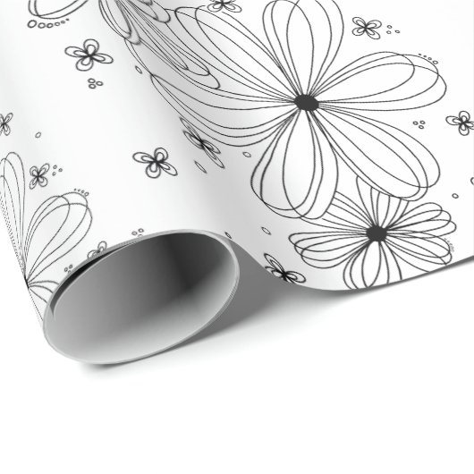Floating Petals – Colorable Wrapping Paper Cadeaupapier (Rol Hoek)