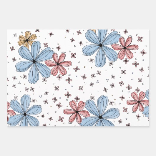 Floating Petals Wrapping Paper Flat Sheet Set van  (Voorkant 3)