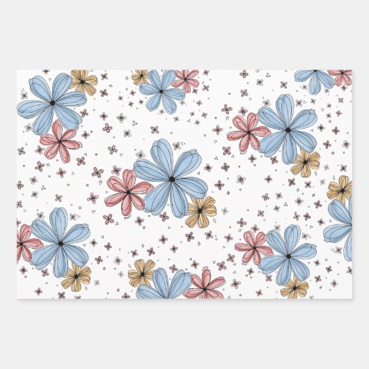 Floating Petals Wrapping Paper Flat Sheet Set van  (Voorkant 2)