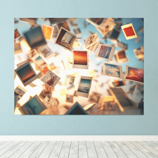Floating Polaroid Memories Canvas Afdruk (Insitu (Houten vloer))