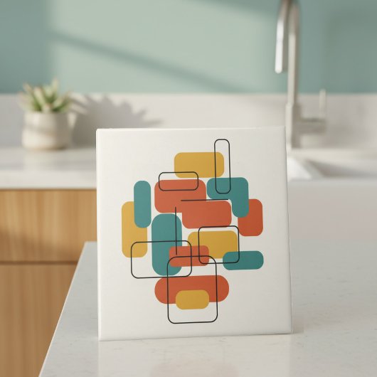 Floating Rectangles Abstract MCM #5 ID1224 Tegeltje