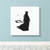 Floating Silence – Minimalist Female Silhouette Canvas Afdruk (Insitu (Houten vloer))