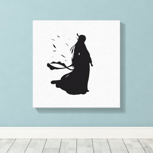Floating Silence – Minimalist Female Silhouette Canvas Afdruk (Insitu (Houten vloer))